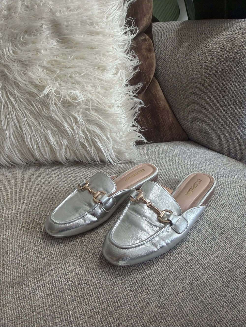 Silver Loafers w/Gold Buckles